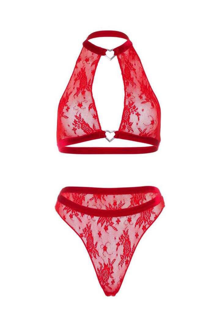 Leg Avenue Stunner Lace Bralette Set in Red 6