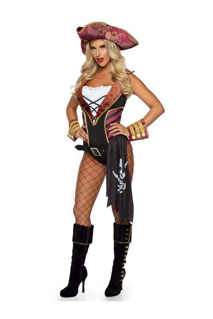 Leg Avenue Sultry Swashbuckler Pirate Costume in Red/Black 2