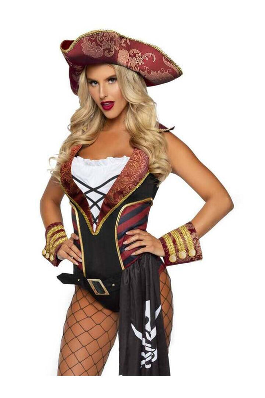 Leg Avenue Sultry Swashbuckler Pirate Costume in Red/Black 