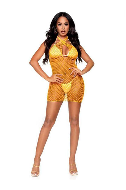 Leg Avenue Summer Dreamz Net Mini Dress in One Size 14