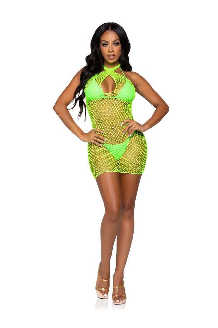 Leg Avenue Summer Dreamz Net Mini Dress in One Size 4
