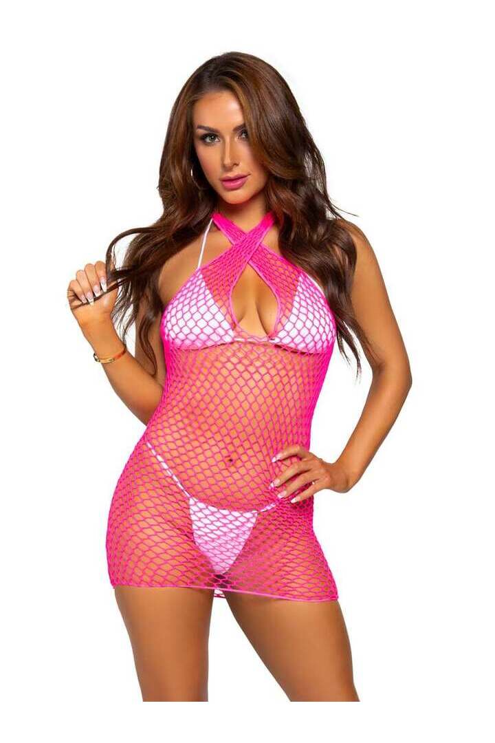 Leg Avenue Summer Dreamz Net Mini Dress in One Size 6
