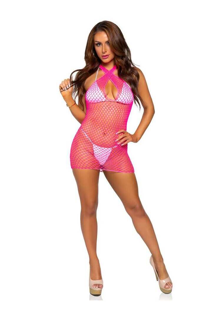 Leg Avenue Summer Dreamz Net Mini Dress in One Size 9