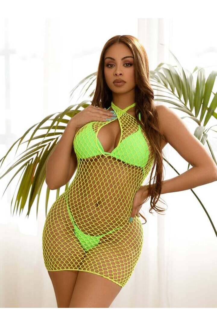 Leg Avenue Summer Dreamz Net Mini Dress in One Size 