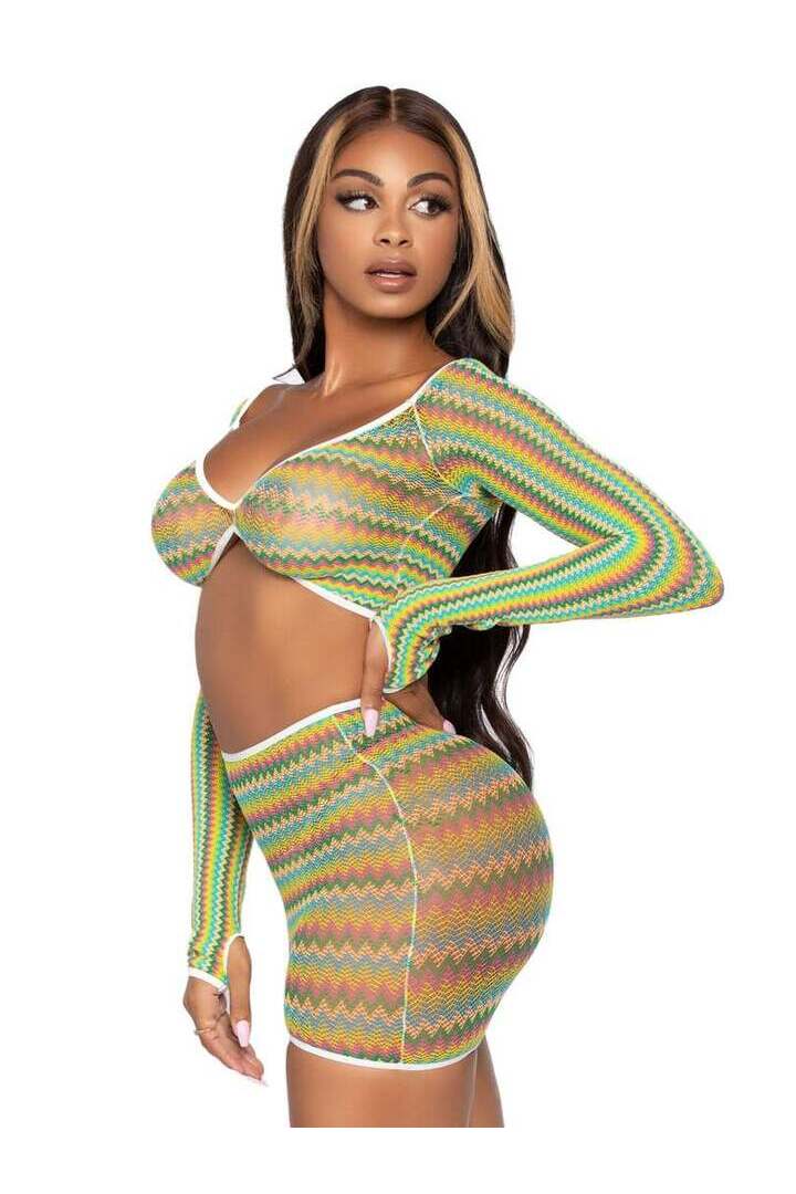 Leg Avenue Summer Romance Net Top & Skirt Set in One Size 3
