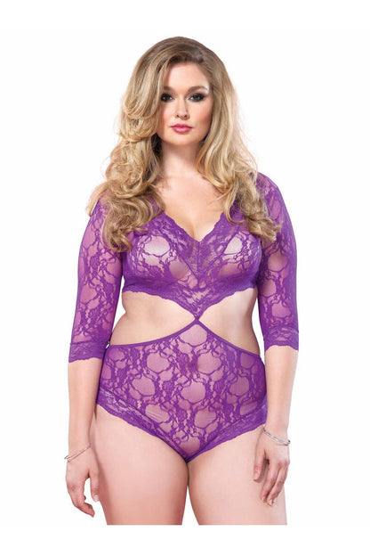 Leg Avenue Sweet Surprise Plus Lace Teddy in Queen Size  4