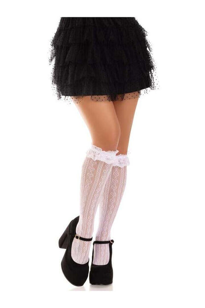 Leg Avenue Sweetheart Ruffle Cuff Knee High Socks in One Size 5