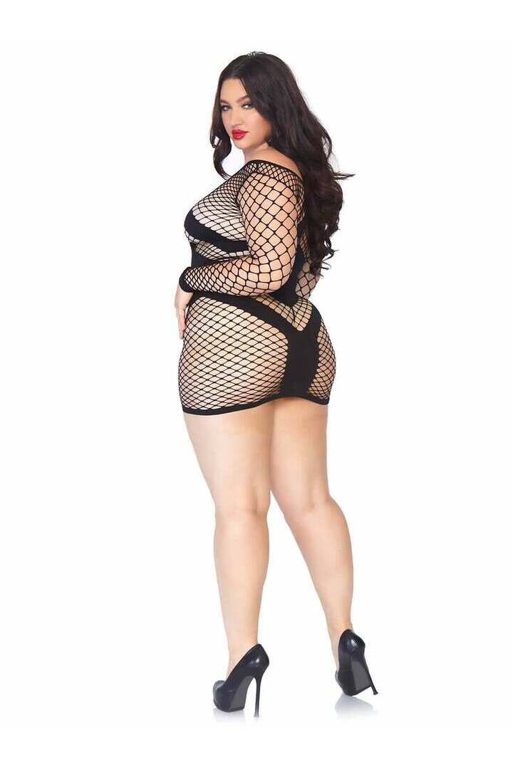 Leg Avenue Take Charge Plus Fishnet Dress Black in Queen Size 4