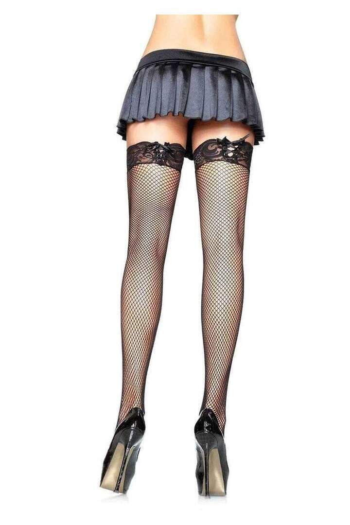 Leg Avenue Teagan Corset Top Fishnet Stockings Black in One Size 