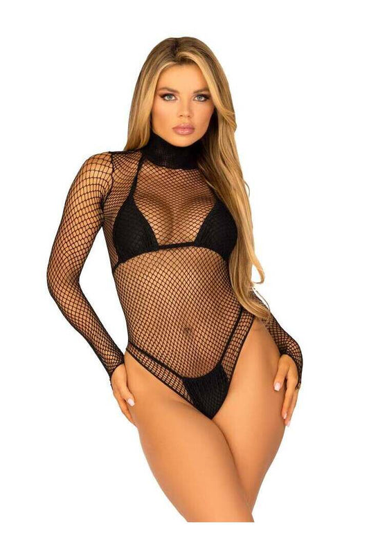 Leg Avenue Tell Me More Fishnet Bodysuit Black in One Size 