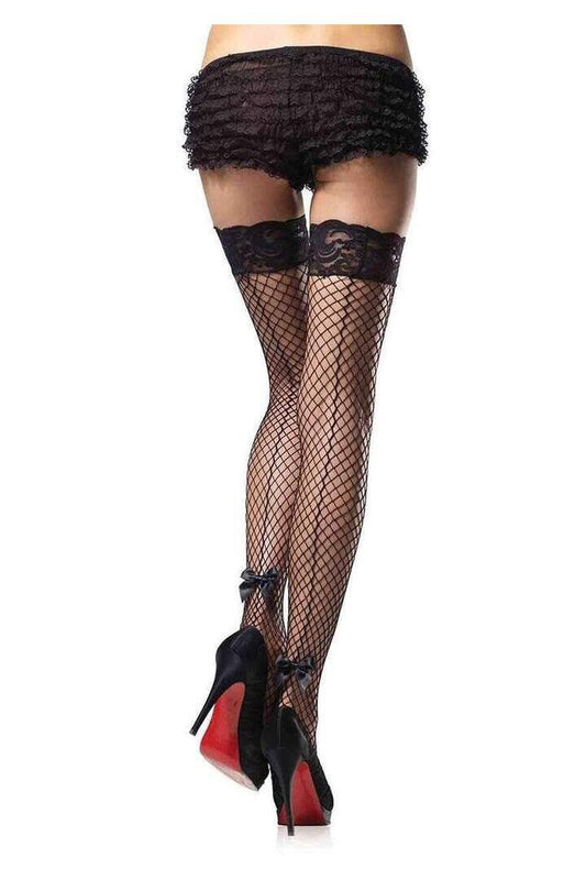 Leg Avenue Tessa Net Thigh High Stockings Black in One Size 