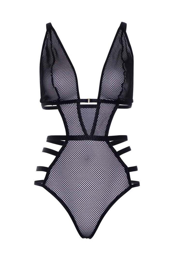 Leg Avenue Tied Down Fishnet Teddy in Black 4