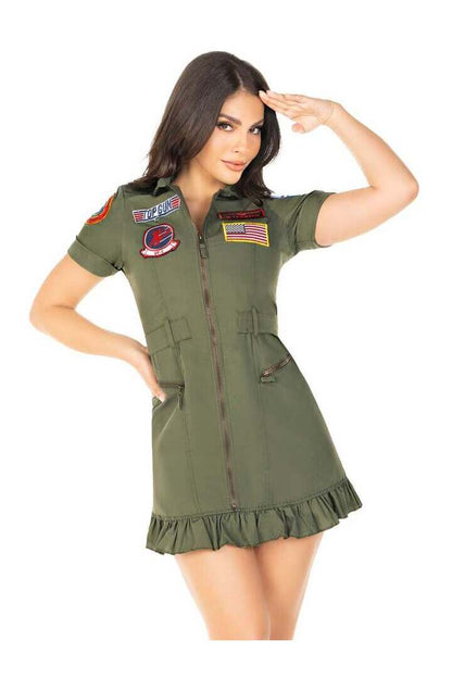 Leg Avenue Top Gun Costume Flight Dress in Green 4