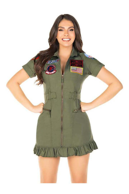 Leg Avenue Top Gun Costume Flight Dress in Green 5