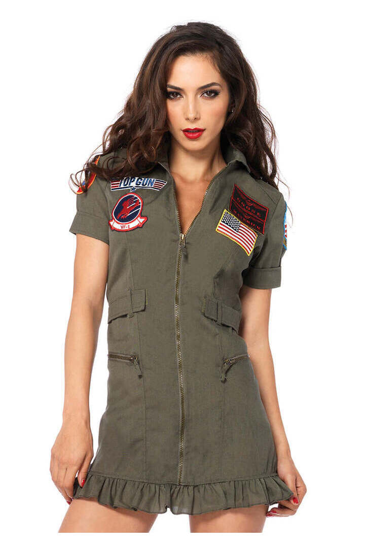 Leg Avenue Top Gun Costume Flight Dress in Green 8