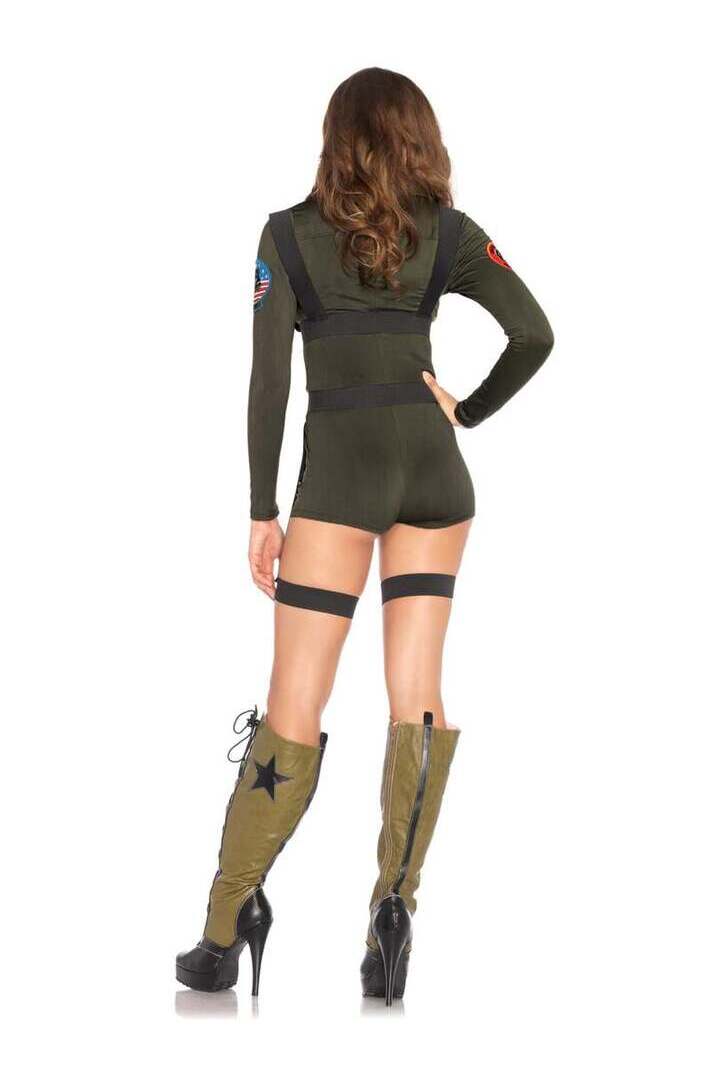 Leg Avenue Top Gun Costume Romper in Green 3