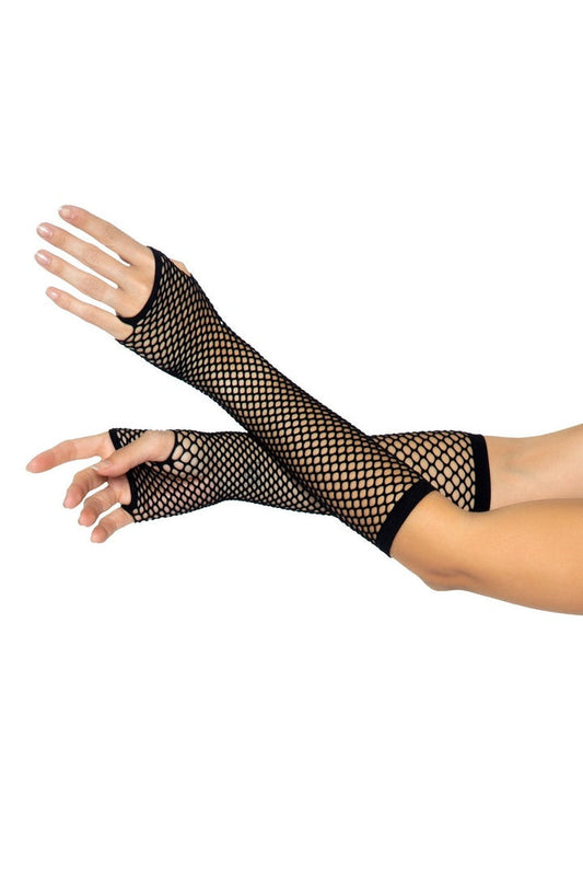 Leg Avenue Triangle Net Fingerless Arm Warmer Gloves in One Size  1