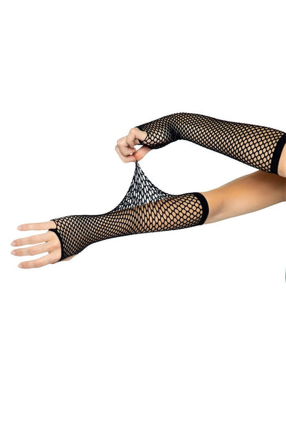 Leg Avenue Triangle Net Fingerless Arm Warmer Gloves in One Size  4