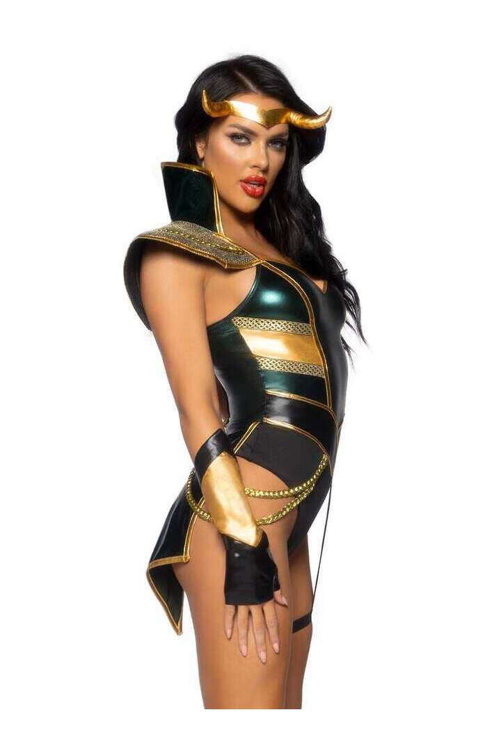 Leg Avenue Trickster Goddess Costume in Green/Gold 2