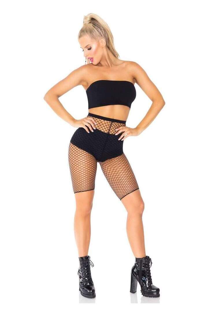 Leg Avenue Troublemaker Fishnet Biker Shorts in One Size 3