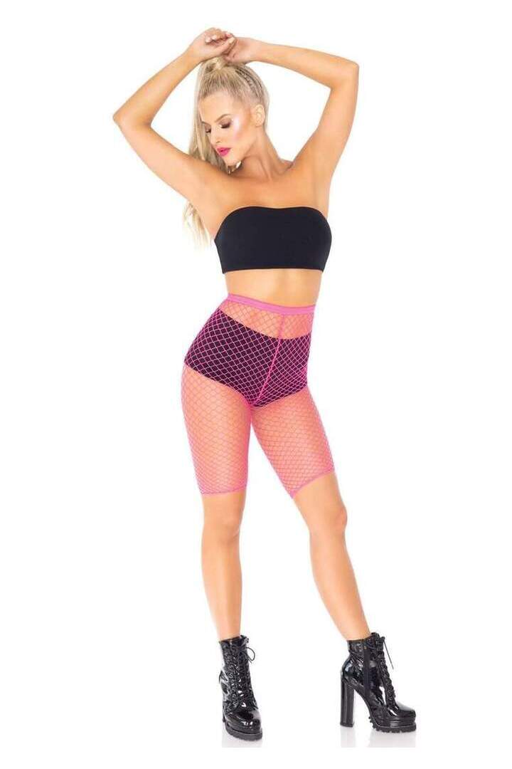 Leg Avenue Troublemaker Fishnet Biker Shorts in One Size 6