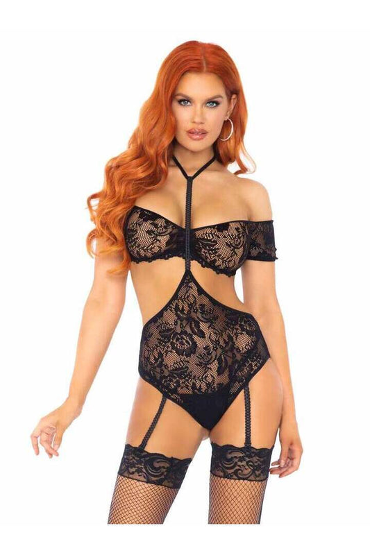 Leg Avenue Turn Me On Teddy & Bra Set in Black 1