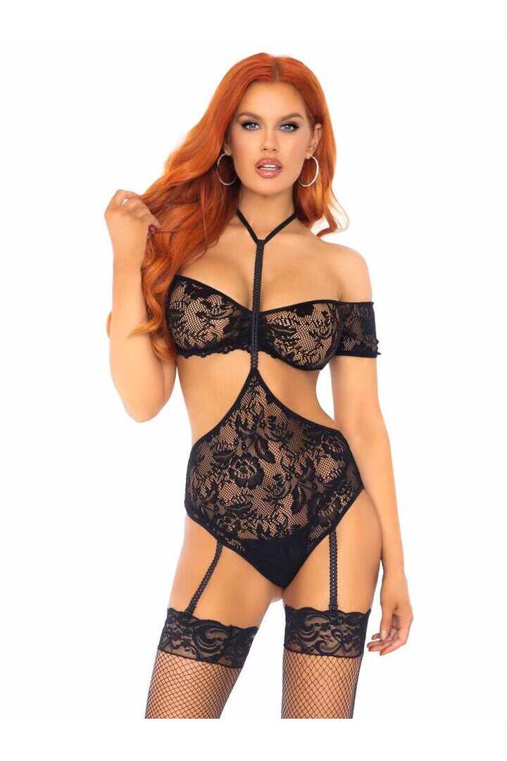 Leg Avenue Turn Me On Teddy & Bra Set in Black 4