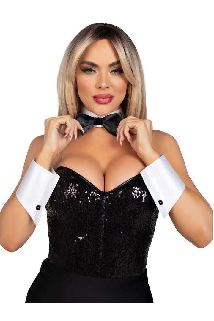 Leg Avenue Tuxedo Bow Tie and Cuff Costume Set White/Black in One Size 2