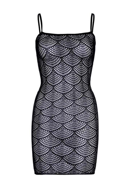 Leg Avenue Vacay Vibes Shell Net Mini Dress Black in One Size 7