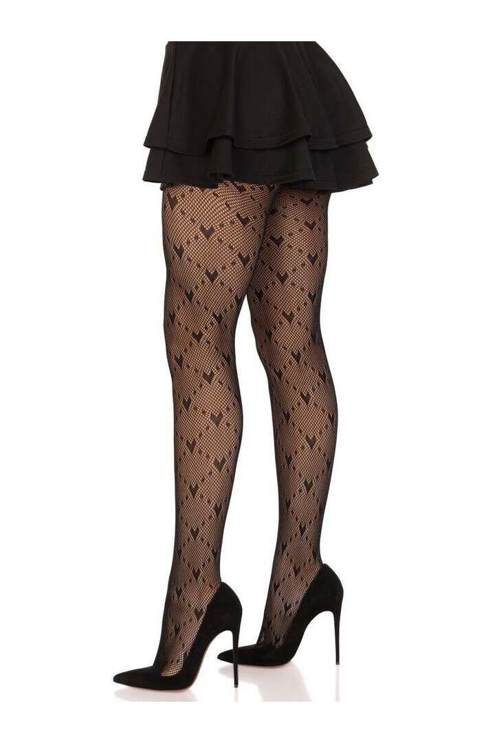 Leg Avenue Valentina Heart Net Tights in One Size 3