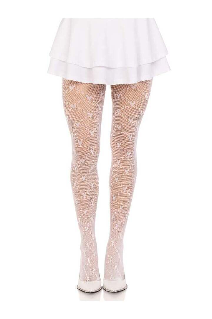 Leg Avenue Valentina Heart Net Tights in One Size 5