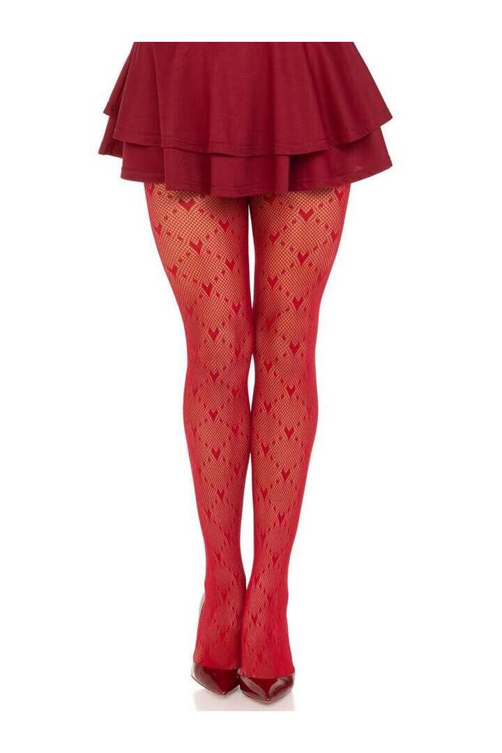 Leg Avenue Valentina Heart Net Tights in One Size 8