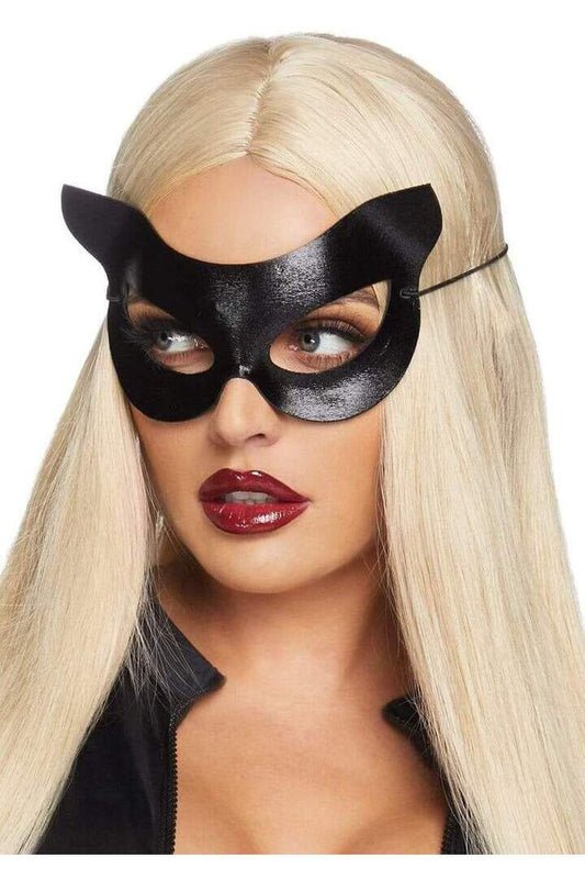 Leg Avenue Vinyl Wet Look Cat Costume Mask Black in One Size 