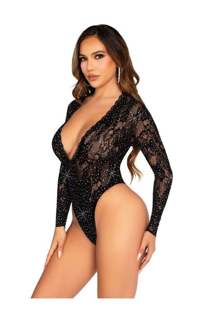 Leg Avenue VIP Status Lace Bodysuit Black in One Size 2