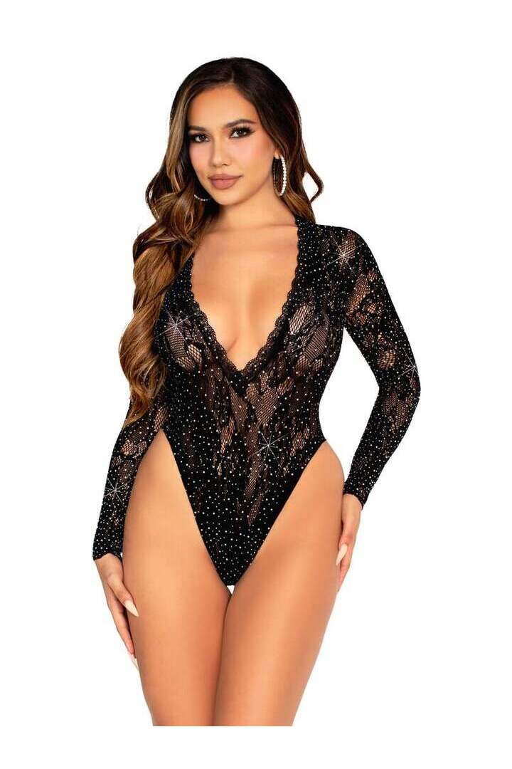 Leg Avenue VIP Status Lace Bodysuit Black in One Size 3