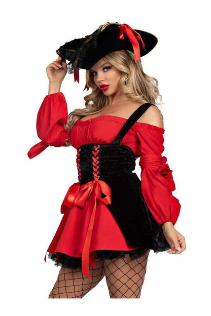 Leg Avenue Vixen Pirate Wench Costume in Red/Black 2