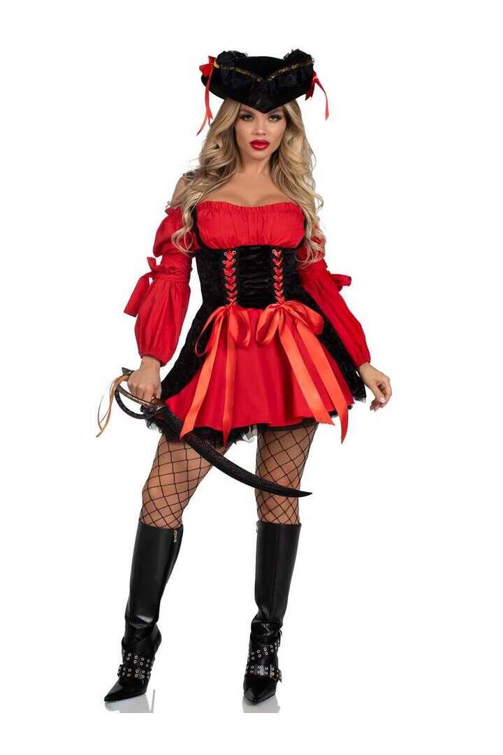 Leg Avenue Vixen Pirate Wench Costume in Red/Black 4