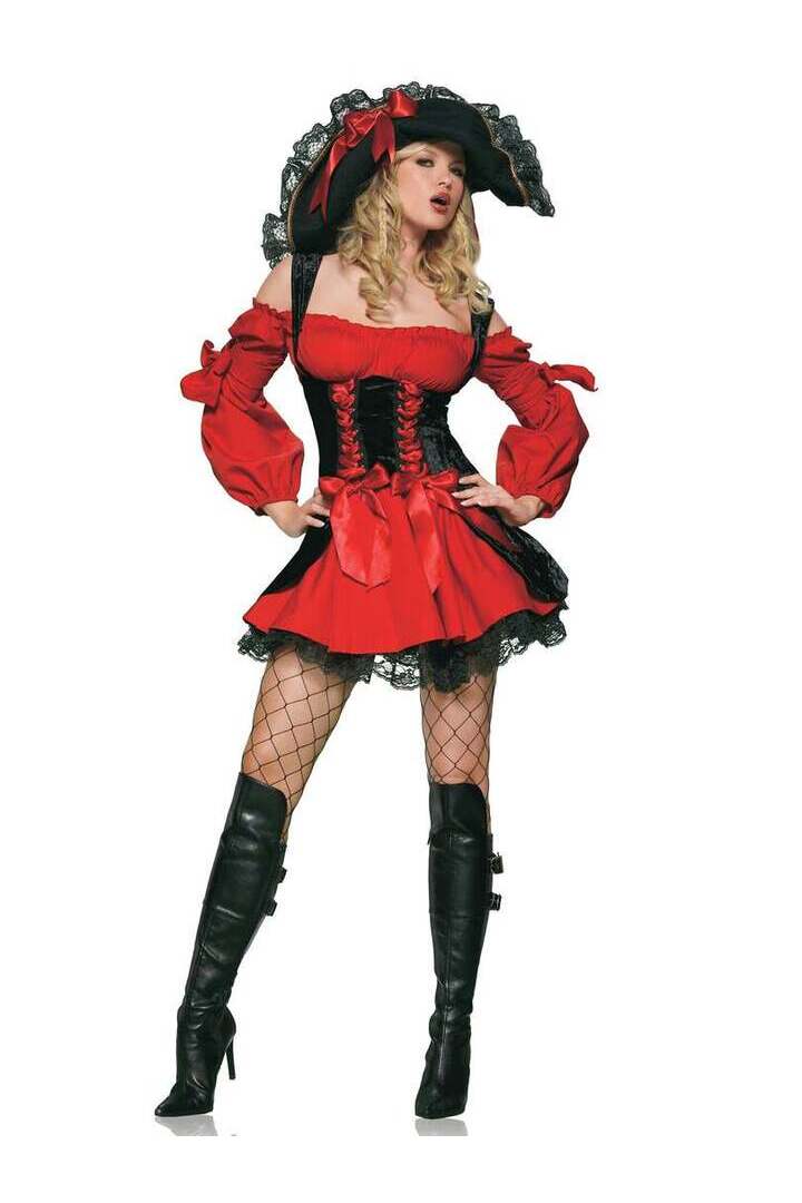 Leg Avenue Vixen Pirate Wench Costume in Red/Black 6