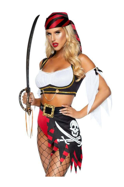 Leg Avenue Wicked Wench Pirate Costume in Red/Black 2