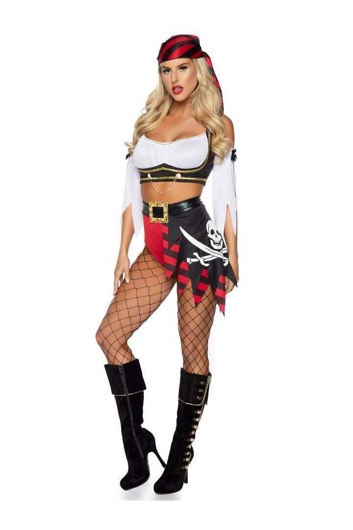 Leg Avenue Wicked Wench Pirate Costume in Red/Black 3