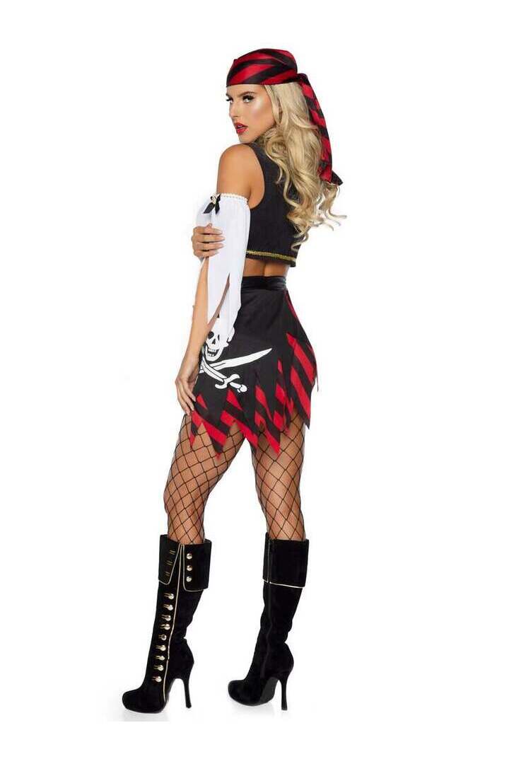 Leg Avenue Wicked Wench Pirate Costume in Red/Black 4
