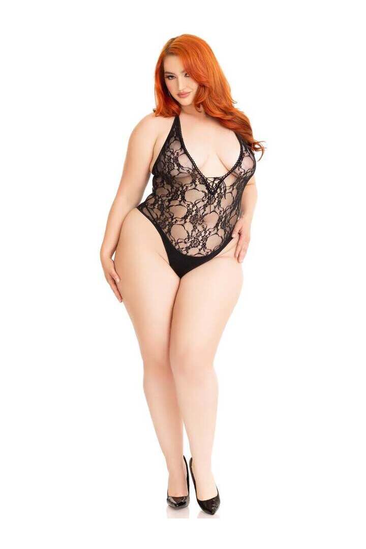 Leg Avenue Wild Dreams Plus Lace Teddy Black in 1X/2X 4