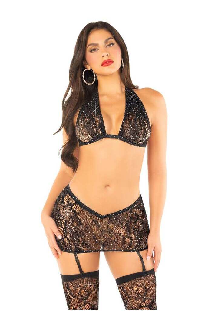Leg Avenue Wild Nights Bra and Skirt Set in One Size 