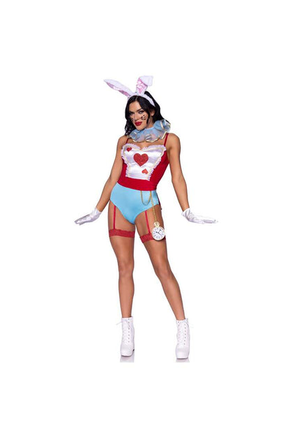 Leg Avenue Wonderland White Rabbit Costume Red/White/Blue 3