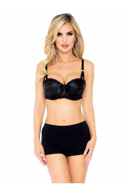 Leg Avenue Woo Me Satin Underwire Bra in Black 