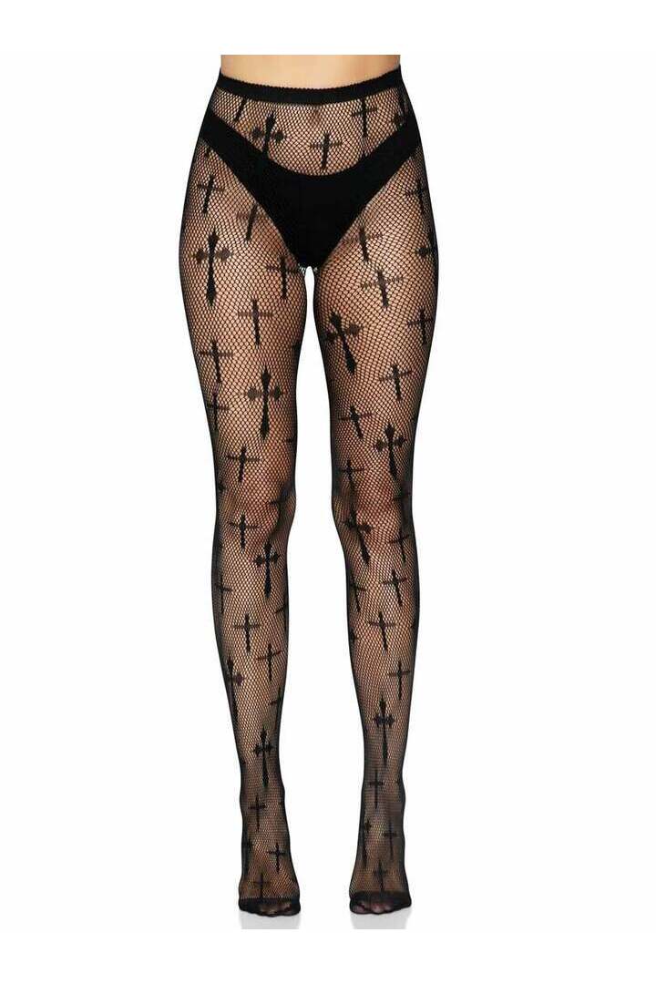 Leg Avenue Worship Me Net Tights in One Size 2