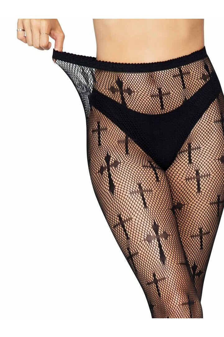 Leg Avenue Worship Me Net Tights in One Size 4