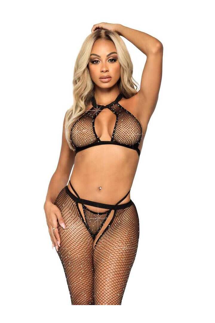 Leg Avenue Worth the Hype Bra and Panty Set Black in One Size 2