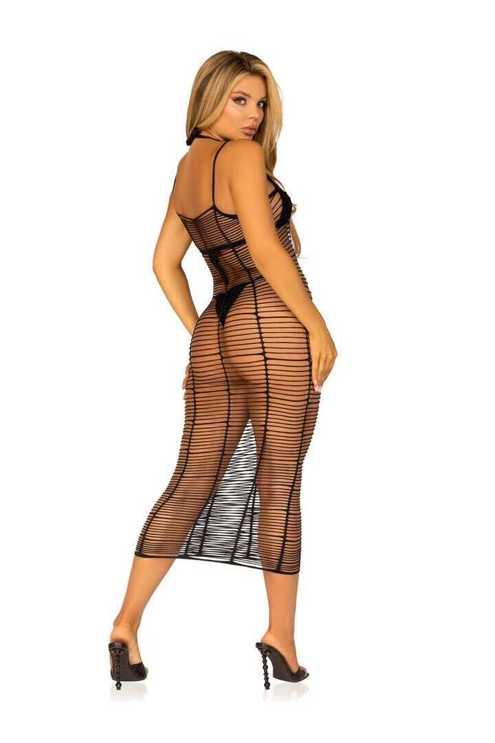 Leg Avenue Worth The Wait Net Maxi Dress Black in One Size 5