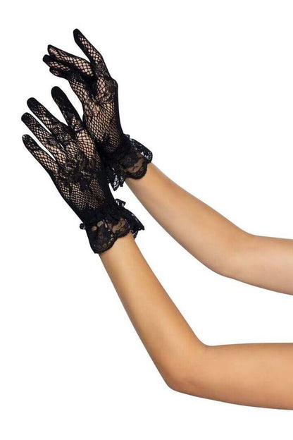 Leg Avenue Wrist Length Lace Gloves in One Size 3